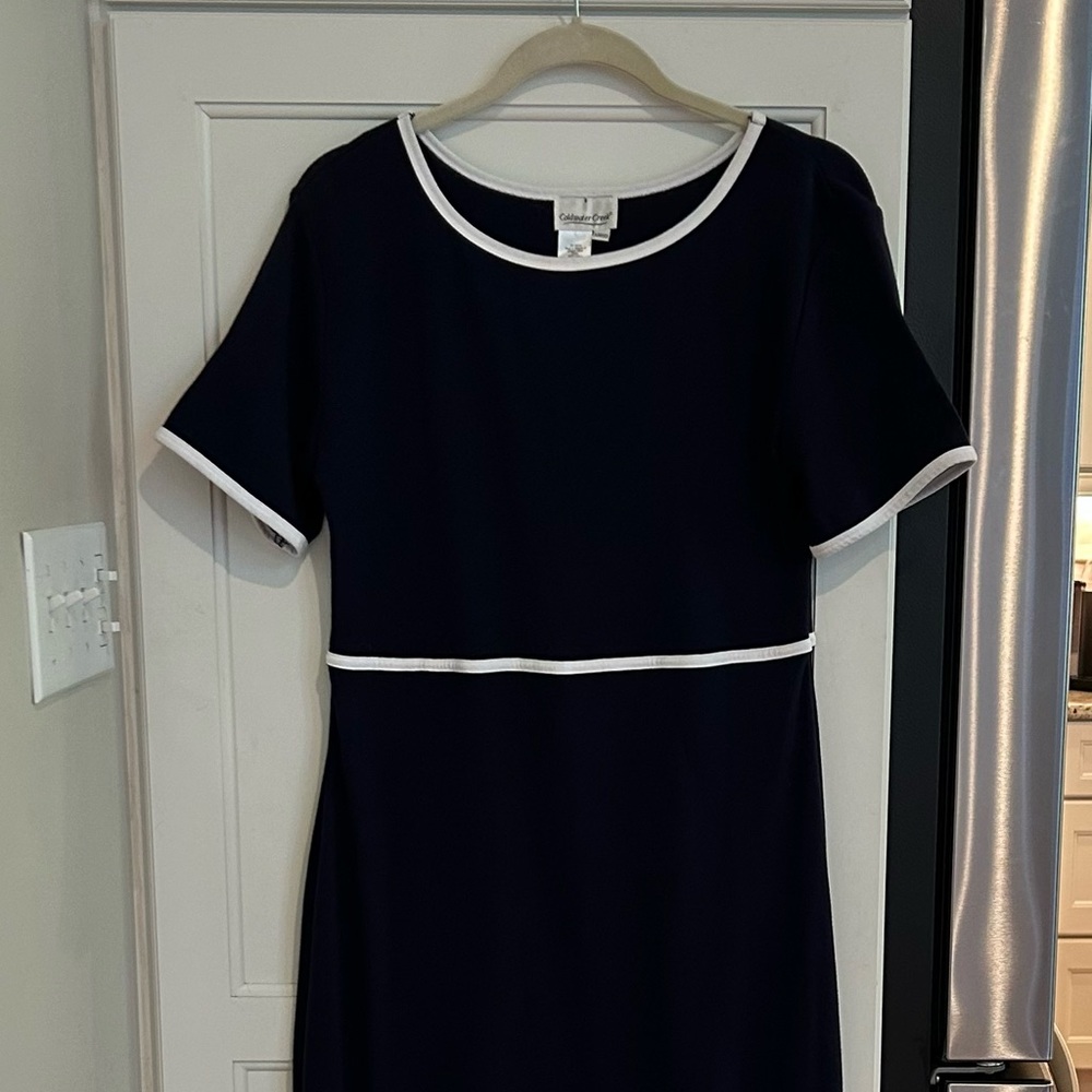 Coldwater Creek Navy Dress with White Accents